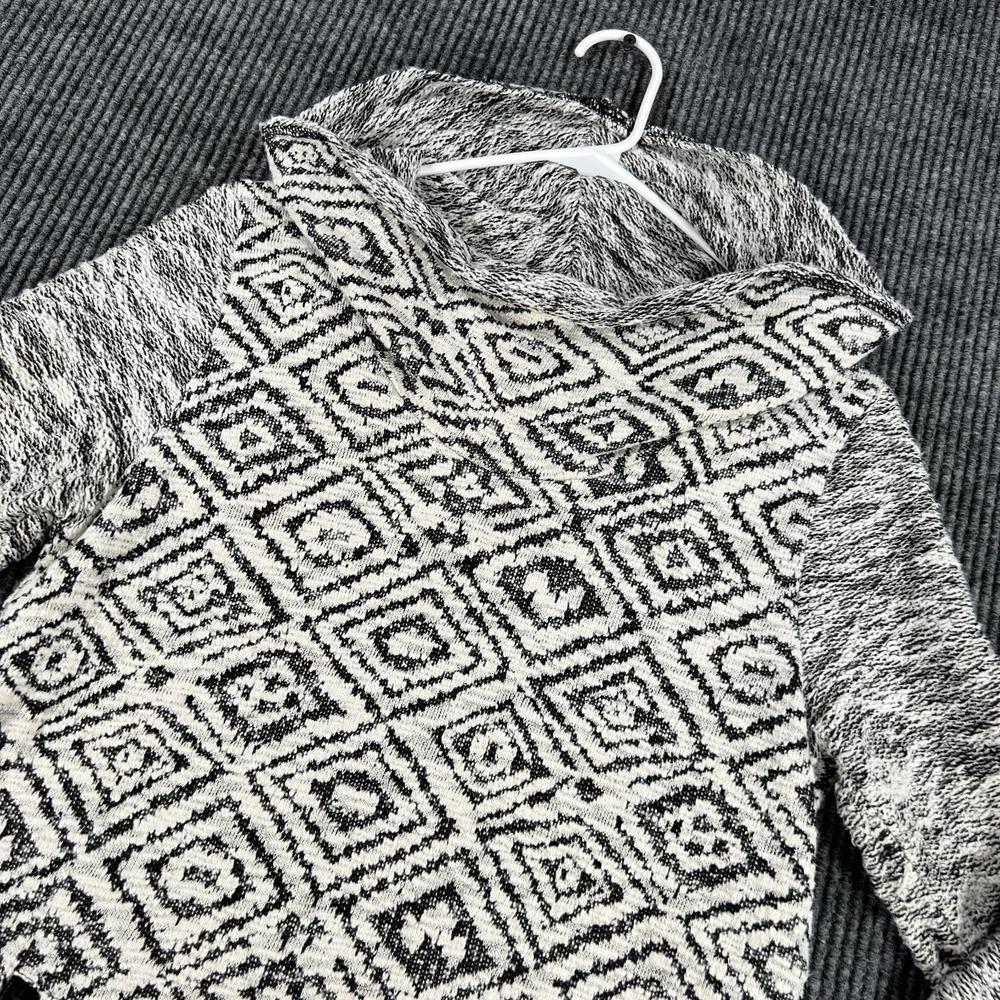 Soft Surroundings Top Sweater Womens Small Black White Geometric Long Sleeve